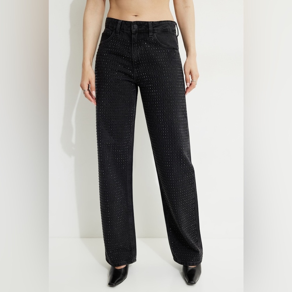 Mika Rhinestone Relaxed Straight Jeans
